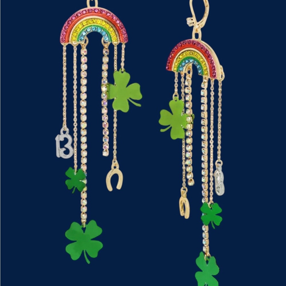 Betsey Johnson Multicolor Rainbow and Clover Earrings